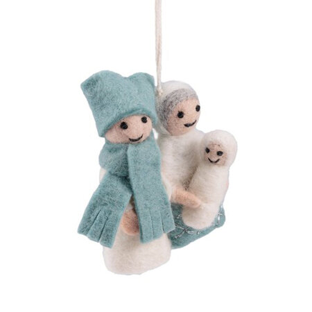 Hanger Maria en Jozef vilt ijsblauw