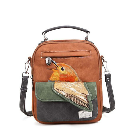 Schoudertas TRV cognac groen