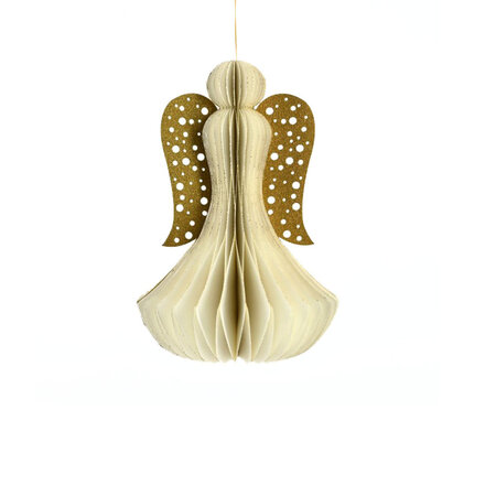 Engel papier gouden vleugels 17,5 cm