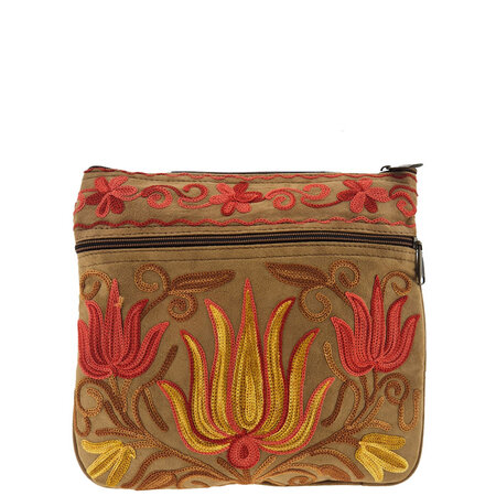 Schoudertas lelie geborduurd