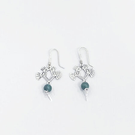 Oorbellen zilver malachiet