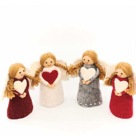 Kerstengel rood vilt M