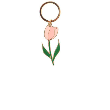 Sleutelhanger Roze tulp metaal