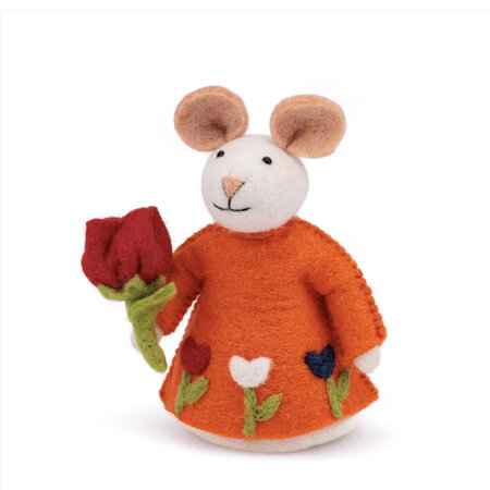 Muis met tulp oranje