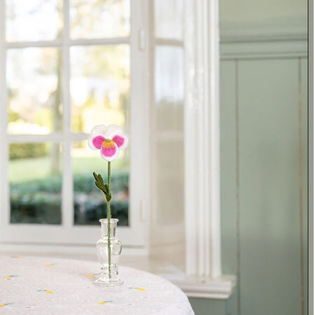 Viooltje wit/roze vilt