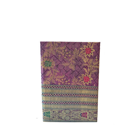 Sari notebook M paars bloemen