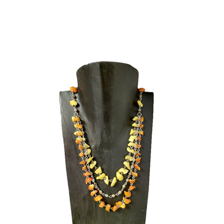 Ketting geel schelp en glas