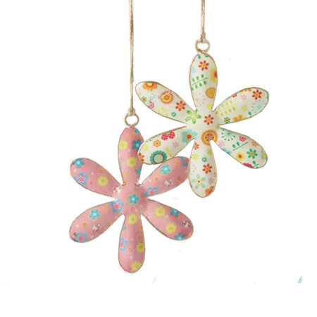 Bloemmadelief metaal donkerblauw