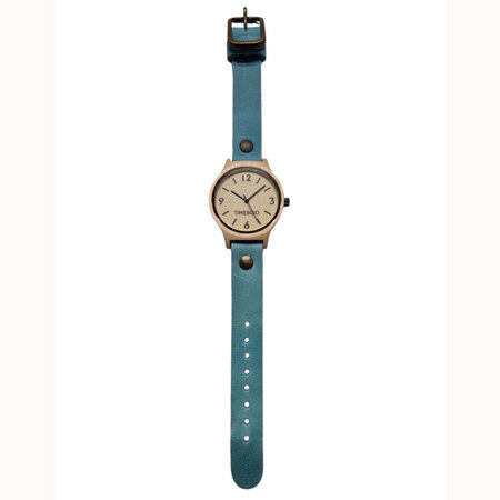Horloge bamboe M aqua