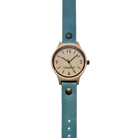 Horloge bamboe M aqua