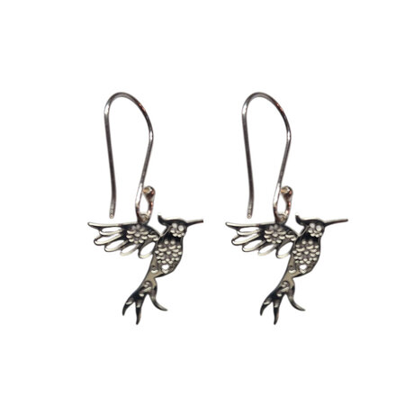 Oorhangers zilver kolibri