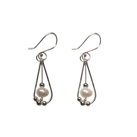 Oorhangers zilver parel