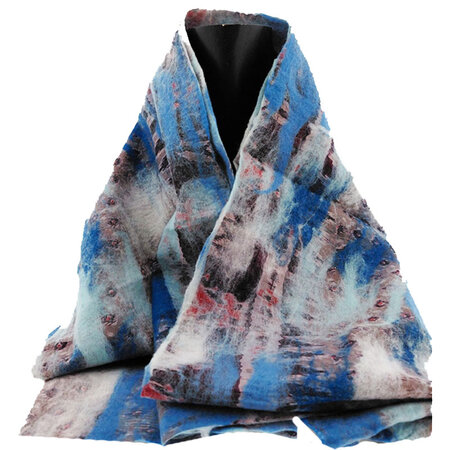 Sjaal blauw grijs vilt