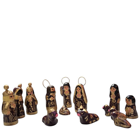 Kerstgroep mini rood goud