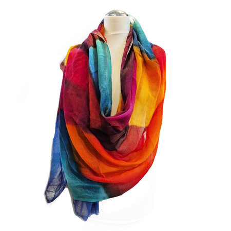 Sjaal 100% wol rood blauw