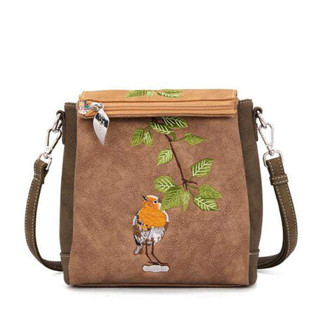 Schoudertas Tweet bruin beige