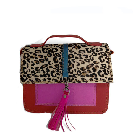 Schoudertas cognac blauw/2