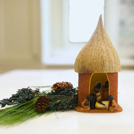 Kerstgroep in een hut