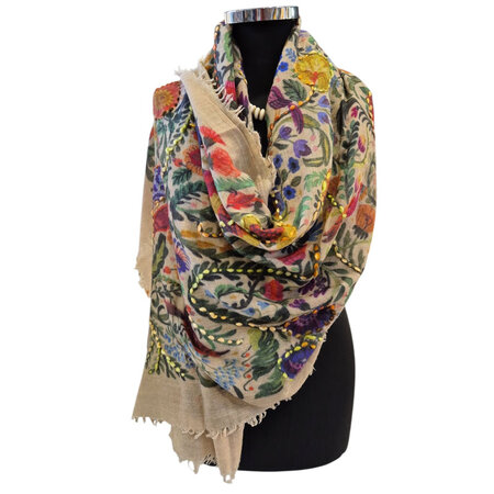 Sjaal 100% wol beige
