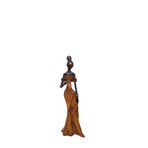 vrouw-brons-M-bruine-jurk